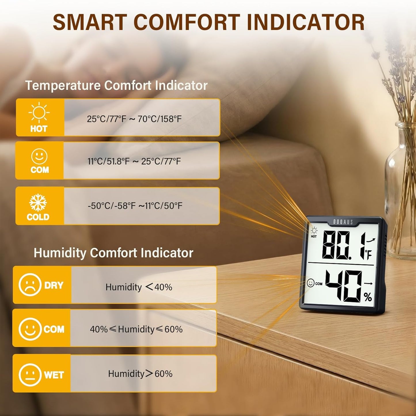 DOQAUS 3 Pieces Digital Hygrometer Indoor Thermometer Humidity Meter with Accurate Temperature and Humidity Monitor for House, Baby Room, Greenhouse, Incubator - Battery Included