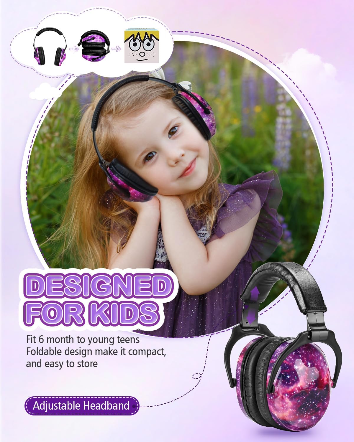 ZOHAN EM030 Kids Ear Protection, Noise Cancelling Headphones Ear Muffs for Autism Sensory, Safety Noise Reduction Hearing Protection for Monster Truck/Concerts/Fireworks/Air Shows
