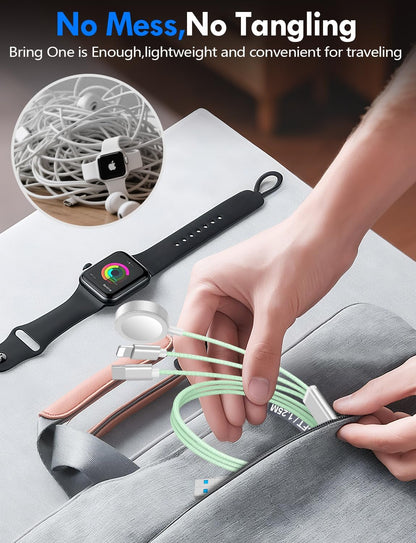 Travel Essentials for Apple Watch Charger,3-in-2 Multi Charging Cable