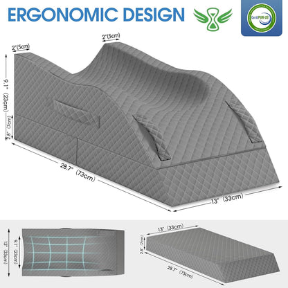 TranquilRelax Leg Elevation Pillows for After Surgery, Wedge Pillow, Grey