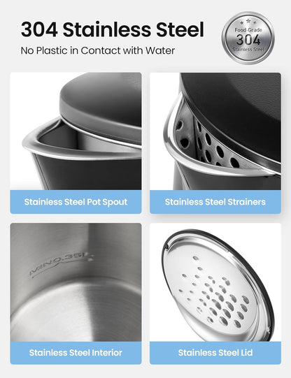 Comfee 1.7L Stainless Steel Electric Tea Kettle, BPA-Free Hot Water Boiler, Cordless with LED Light, Auto Shut-Off and Boil-Dry Protection, 1500W Fast Boil