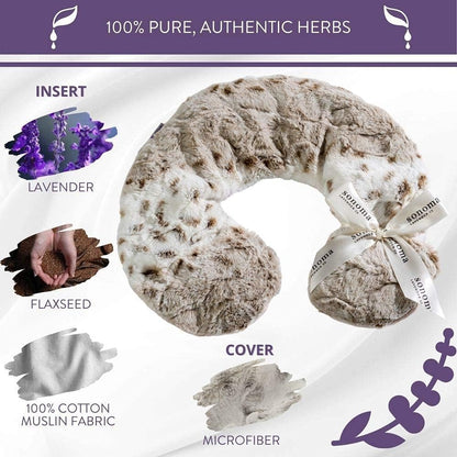 Sonoma Lavender Luxury Lavender Heatable/Chillable Neck Pillow, Microwaveable for Neck and Shoulders with Removable Washable Covers, Great for Relaxation and Pain Relief (Angora Platinum)