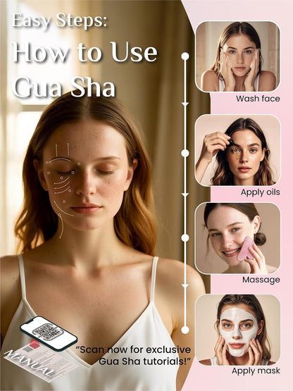 Rena Chris Gua Sha Facial Tools, Stainless Steel Guasha Tool for Acupuncture, Manual Massage Tool for Jawline Sculpting and Puffiness Reducing, Gua Sha Facial Massage Tool, Skin-Care Gift (Silver)