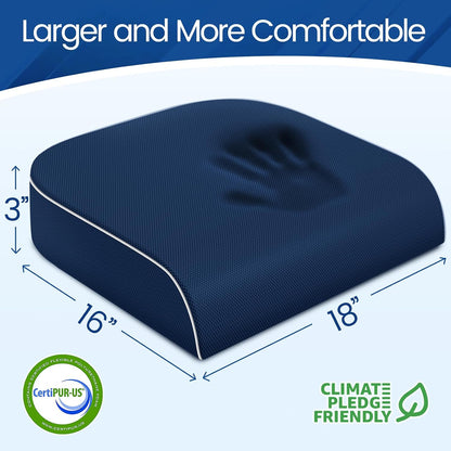 SweetSlubr Seat Cushion for Tailbone Pain Relief, Office Chair Cushion, Chair Pad, Memory Foam Large Cushion with Non-Slip Cover for Soft Support at Office Chair, Car Seat, Airplane, Black/Large