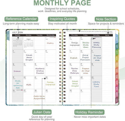 Planner 2026-2027, Weekly and Monthly Calendar Planner, JUL 2026 - JUN 2027 | A5(6.3'' x 8.5''), Hardcover, Agenda Book, Sprial Bound, Inner Pocket, Office and School Use