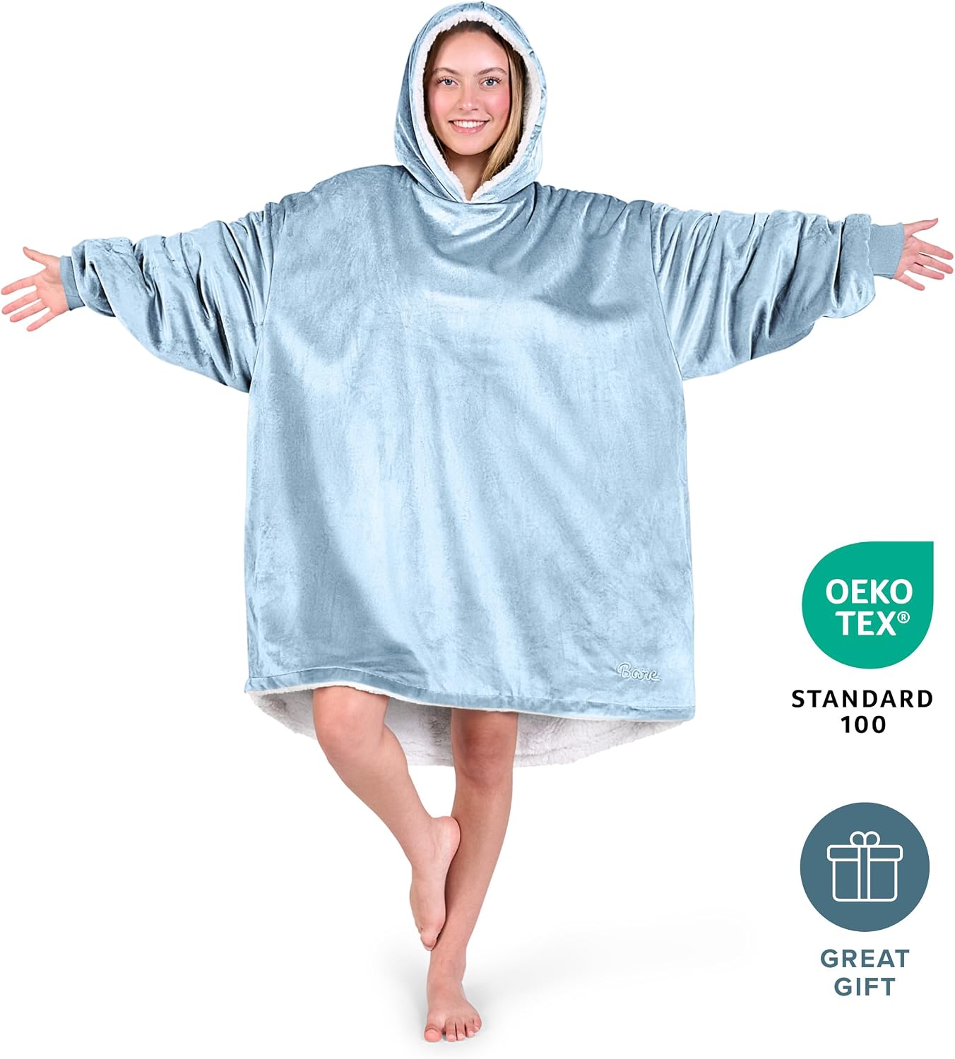 Bare Home Wearable Blanket Hoodie - Soft Plush Sherpa - Warm and Cozy - Oversized Wearable Blanket