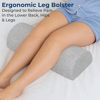 5 STARS UNITED Knee Pillow for Back Sleeping – Half Moon Bolster Pillow for Legs, Under Knee Pillow for Sleeping on Back, Memory Foam Leg Pillow for Back Pain, Gray