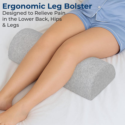 5 STARS UNITED Knee Pillow for Back Sleeping – Half Moon Bolster Pillow for Legs, Under Knee Pillow for Sleeping on Back, Memory Foam Leg Pillow for Back Pain, Gray