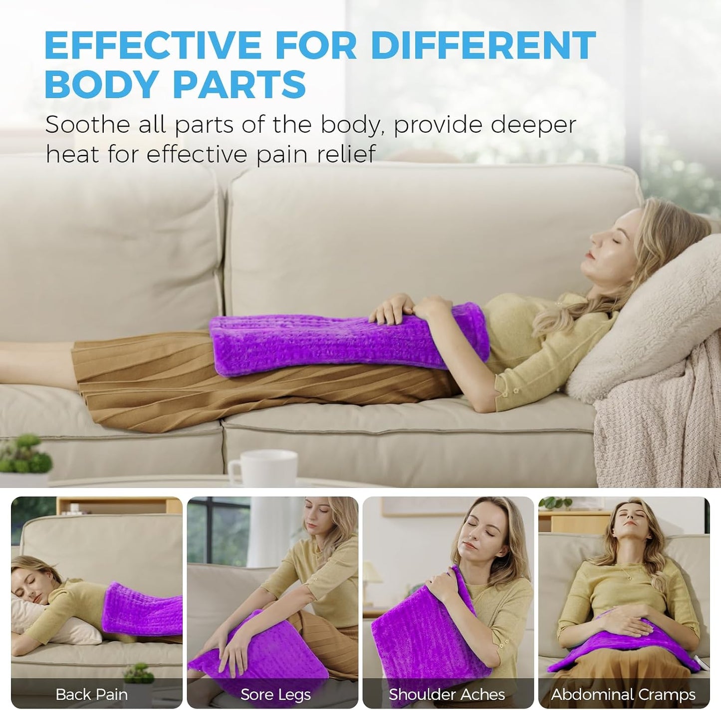 NOWWISH Heating Pad for Back, Period Cramps, Neck and Shoulder, 12x24 Inches Electric Throw with 6 Heat Settings, Timer and Auto Shut Off, Machine Washable, Birthday Gifts for Women Men, Grey