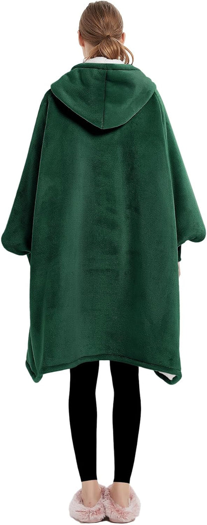 KFUBUO Wearable Blanket Hoodie for Adults Sherpa All Patterns Cat Oversized Sweatshirt Blanket with Pockets for Women