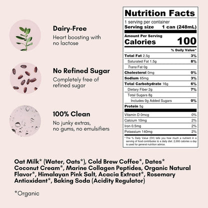 Pop & Bottle - Oat Milk Lattes, Butterfly Pea & Matcha, 8 Fl Oz (12 Pack)
