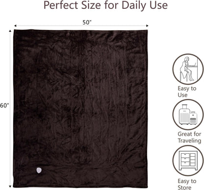 Tefici Heated Blanket Throw 50"x60", Ultra Soft 2-Layer Flannel Electric Blanket, for Home Office Sofa,3 Heat Settings, 4H Auto Off, ETL FCC Certified, Overheat Protection, Machine Washable, Camel