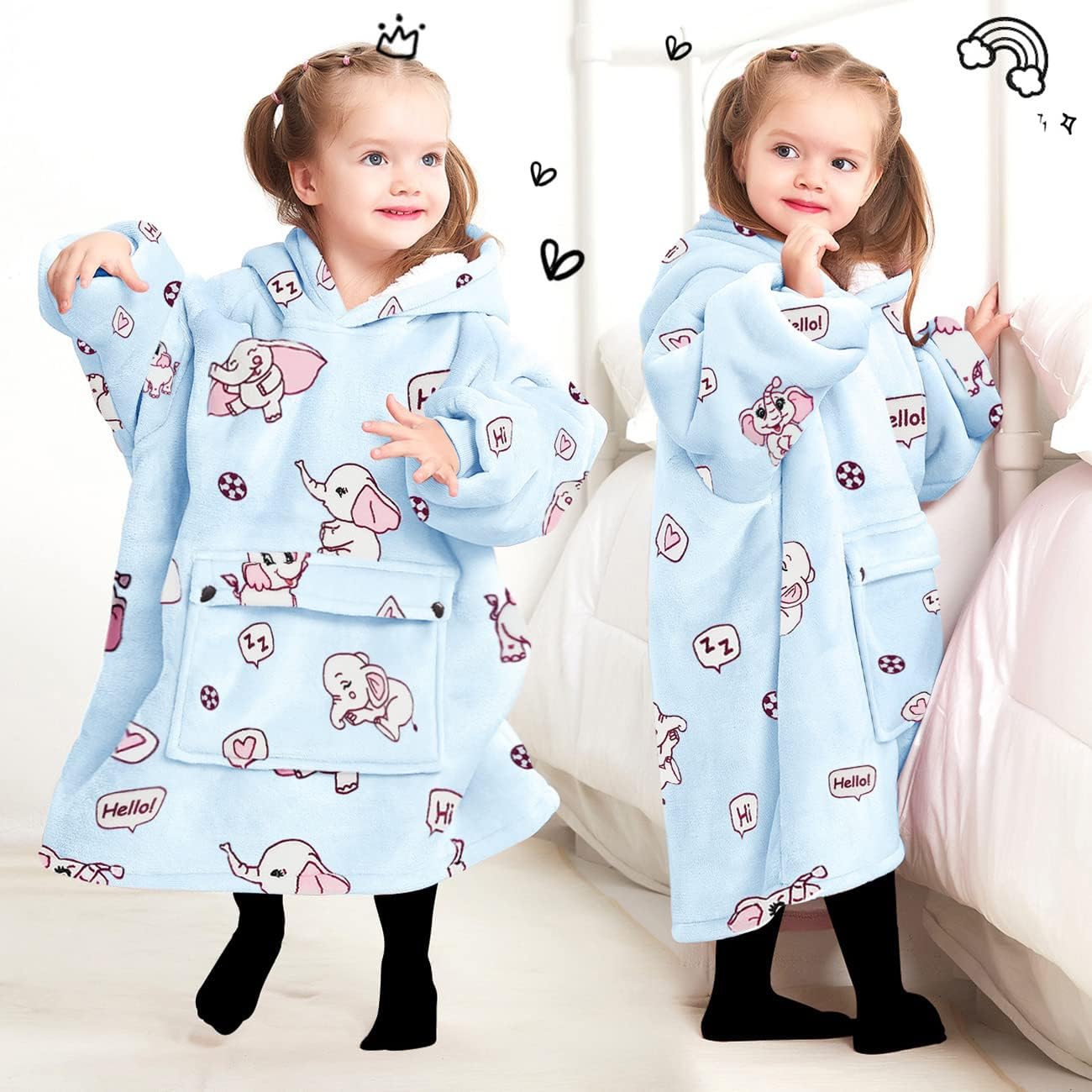 KFUBUO Wearable Blanket Hoodie for Adults Sherpa All Patterns Cat Oversized Sweatshirt Blanket with Pockets for Women