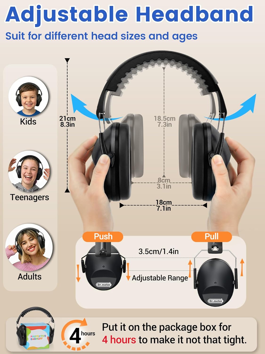 Dr.meter Ear Muffs for Noise Reduction: 27.4SNR Noise Cancelling Headphones for Kids Adults, EM100 Adjustable Hearing Protection Earmuffs for Monster Jam, Autism Sensory, Concerts, Fireworks