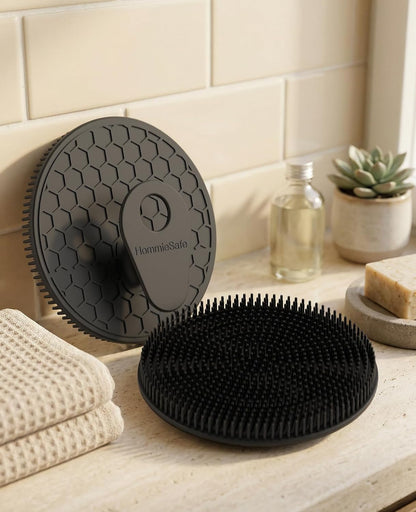 2 Pack Soft Silicone Shower Brush, Body & Face & Short Hair Wash, Bath Exfoliating Skin Massage Scrubber, Dry Skin Brushing Glove Loofah, Fit for Sensitive and All Kinds of Skin (PeonyPink+Green)