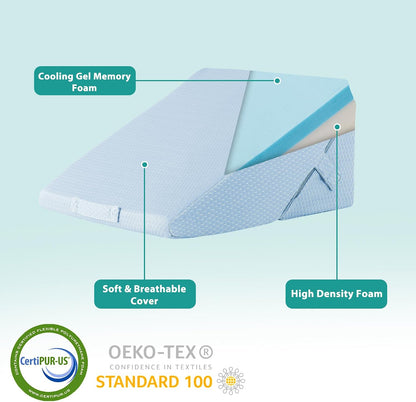 Bedluxe Wedge Pillow Headboard, 3PCS Orthopedic Bed Wedge Pillows Set for After Surgery, Adjustable Pillow Wedge for Acid Reflux&Back Pain Relief, Sleeping, Back Pillow for Bed Sitting Up, White/Grey