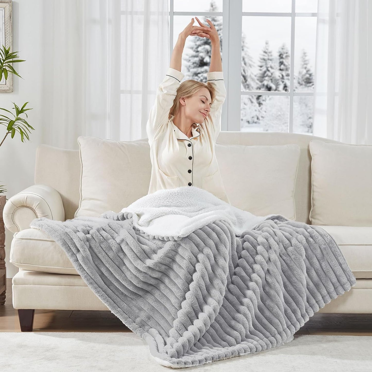 Westinghouse Heated Throw Blanket, Electric Blanket Throw with 6 Heating Levels and 2-10 Hours Time Settings, Flannel to Sherpa Super Cozy Heated Blanket Machine Washable, 50x60 inch, Charcoal