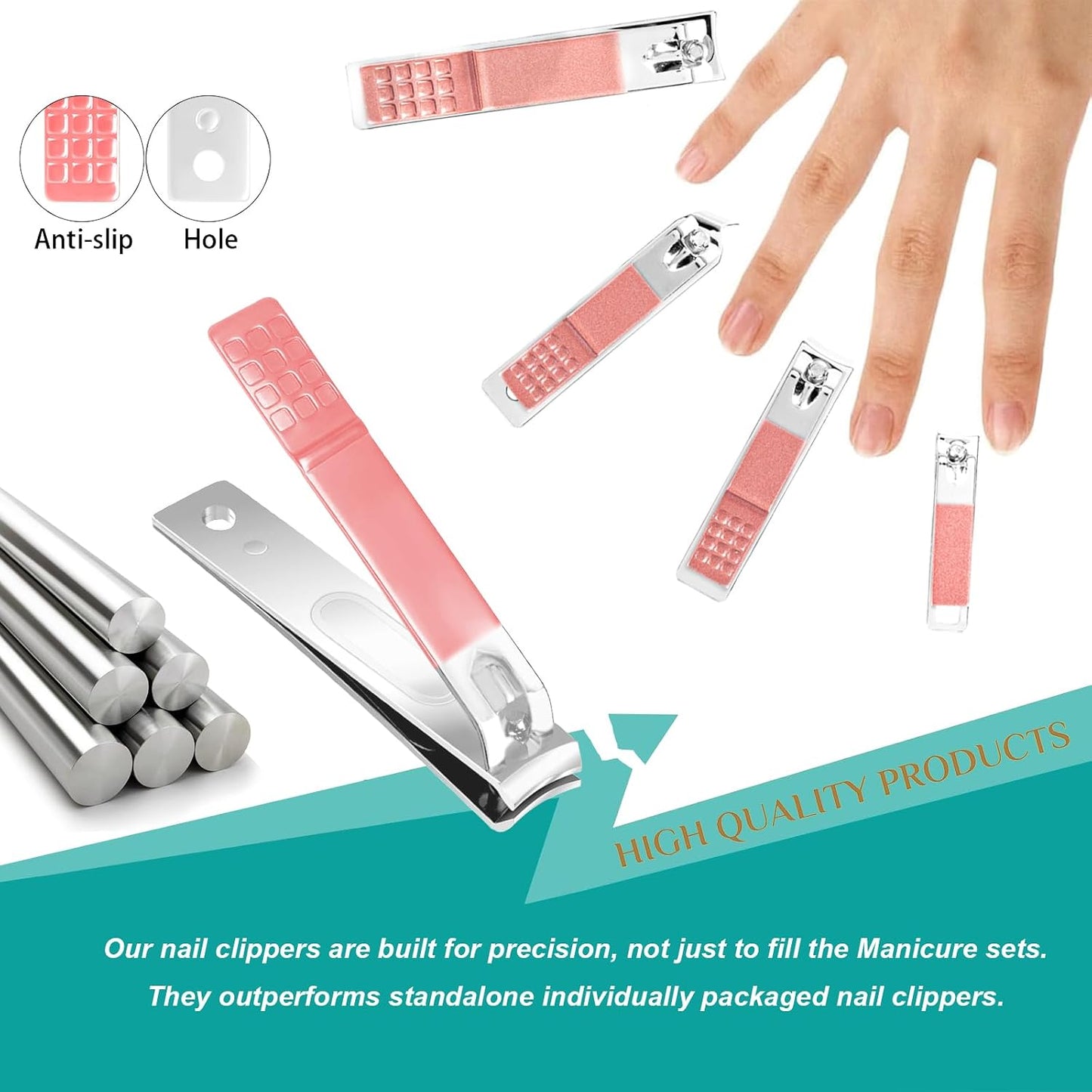 Nail Clippers Set, 26 Piece Manicure Set & Pedicure Kit, Stainless Steel Fingernail & Toenail Clipper Cutters, Professional Nail Care Tools with Luxurious Travel Case for Men and Women, Black