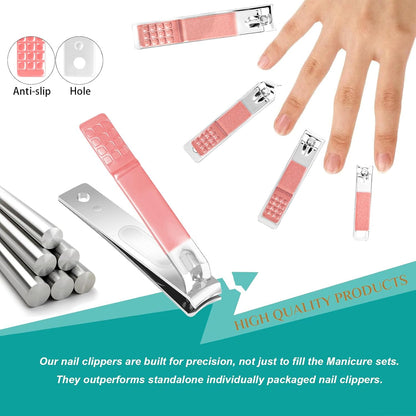 Nail Clippers Set, 26 Piece Manicure Set & Pedicure Kit, Stainless Steel Fingernail & Toenail Clipper Cutters, Professional Nail Care Tools with Luxurious Travel Case for Men and Women, Black