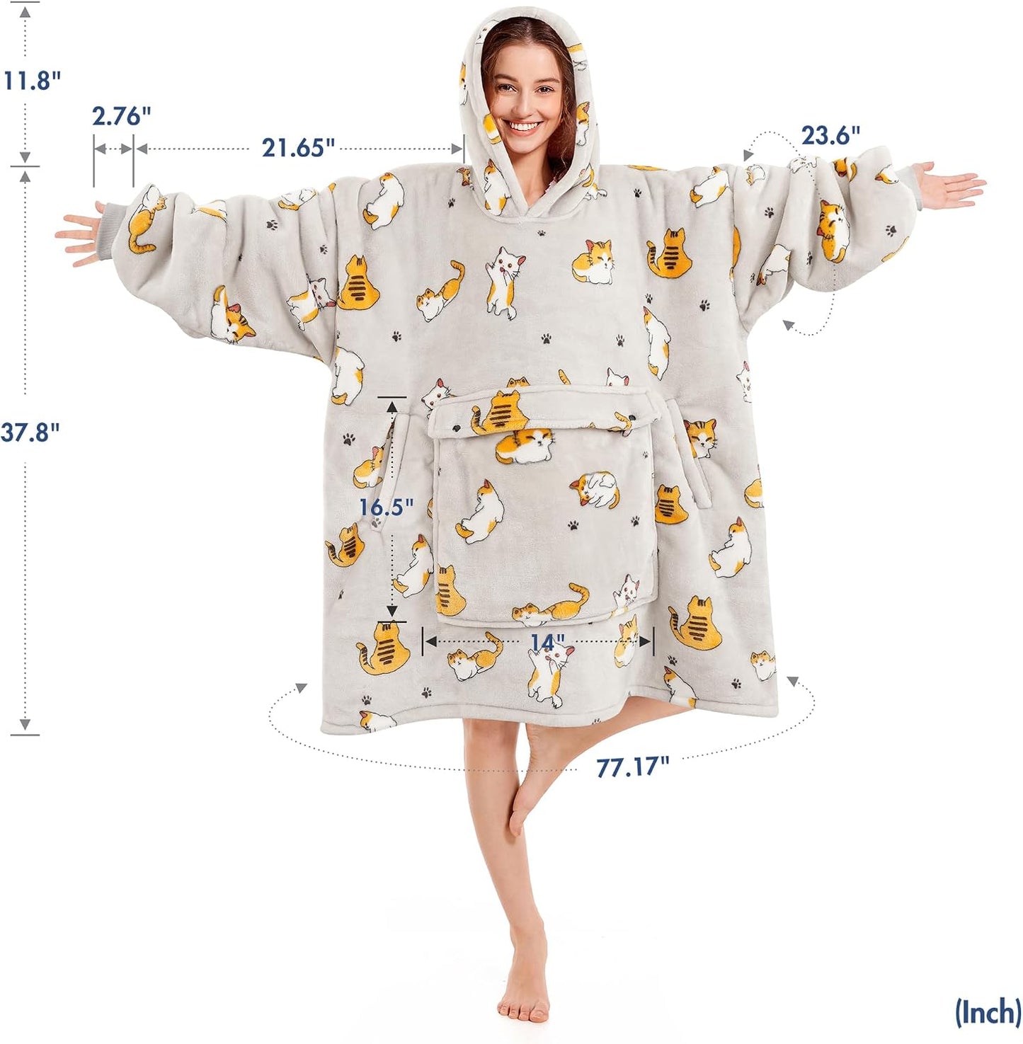 Narecte Cozy Oversized Blanket Hoodie Wearable Blanket Adults Soft Hooded Blanket Hoodie Birthday Gifts for Women Christmas - Colors B
