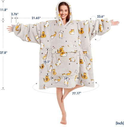 Narecte Cozy Oversized Blanket Hoodie Wearable Blanket Adults Soft Hooded Blanket Hoodie Birthday Gifts for Women Christmas - Colors B