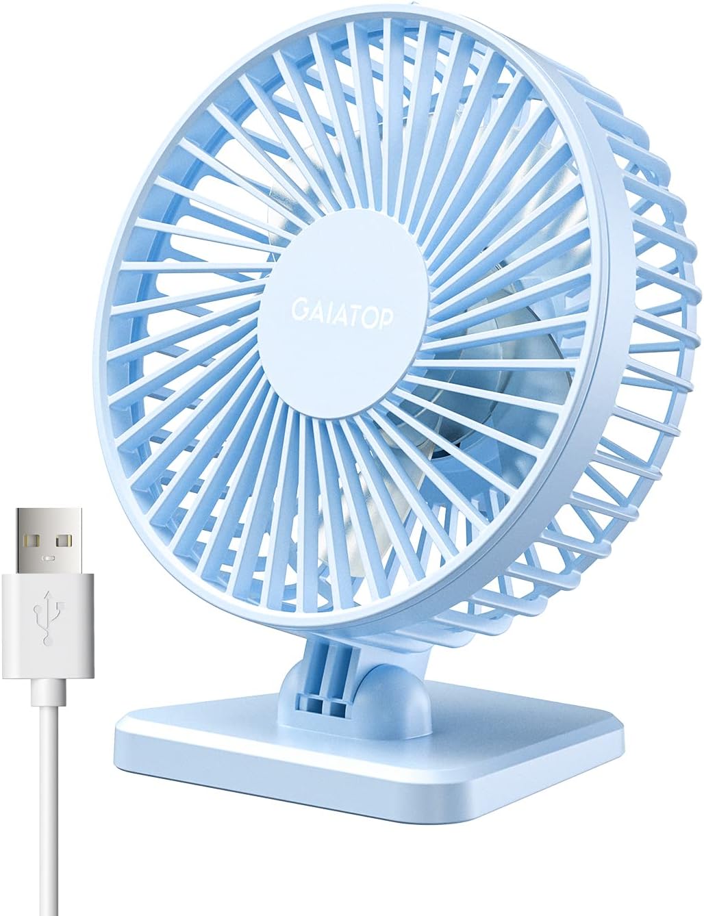 Gaiatop USB Desk Fan, Small But Powerful, Personal Portable Quiet 3 Speeds, Adjustable Mini Table Desktop fan for Cooling Home Office Car Summer Travel Gifts Blue