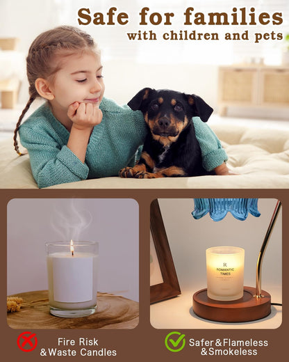 Funistree Flower Candle Warmer Lamp with Timer, Dimmable Candle Lamp Warmer, Christmas Birthday Gifts for Women Mom Her, Housewarming Home Decor, Lotus Wax Warmer for Yankee Candles - Lily Amber