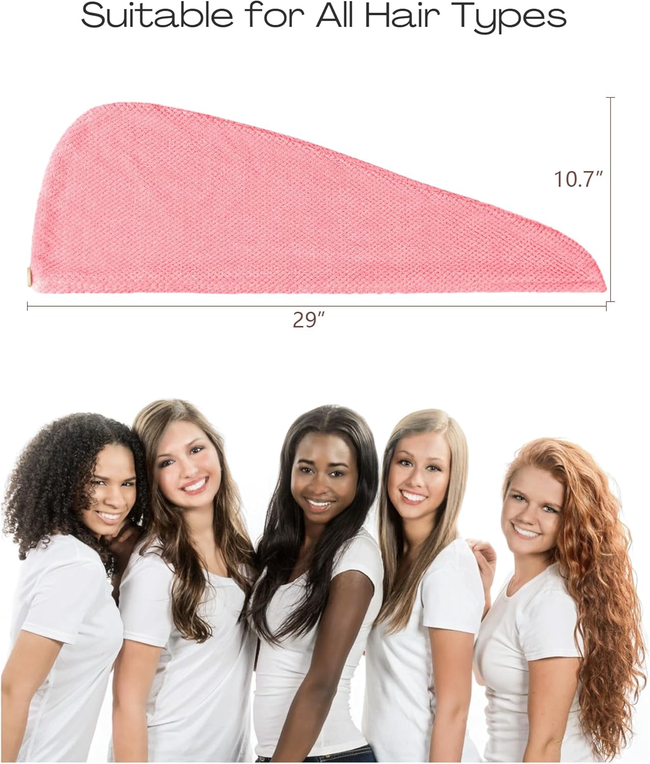 ROLSHOL Extra Large 4 Pack Microfiber Hair Towel Wrap for Women Super Absorbent & Quick Dry Hair Drying Towels with Button, Hair Turbans for Curly Hair Long & Short Hair - Anti-Frizz