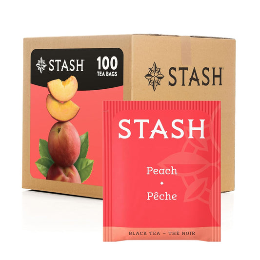STASH Peach Black Tea, 100 Bags Bulk Pack, Caffeinated