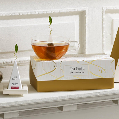 Tea Forte Premium Presentation Box Gift Set Sampler, 20 Count, Assorted Blends Individually Wrapped Handcrafted Pyramid Infuser Bags, Frank Lloyd Wright