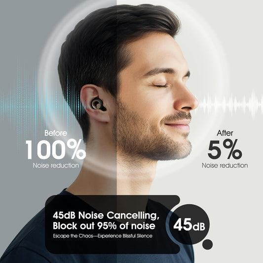 45dB Ear Plugs for Sleeping Noise Cancelling, Soft Earplugs for Concert, Reusable Ear Plugs for Noise Reduction with 8 Ear Tips, Silicone Hearing Protection for Work, Travel(Midnight Gray)