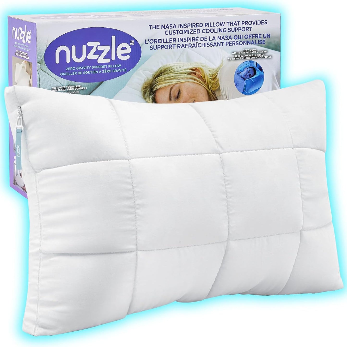 Nuzzle Cooling Adjustable Pillow for Side Sleepers,Queen Size Bed Pillow 4 Pack – Hotel Luxury Neck Support, Height Adjust Soft Sleeping Pillow for Back, Stomach or Side Sleepers-Home Gift