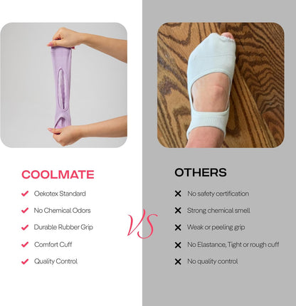 COOLMATE Pilates Socks with Grips for Women, Yoga Socks, Crew Non Slip Women for Barre, Pilates Gifts for Women - Colors A
