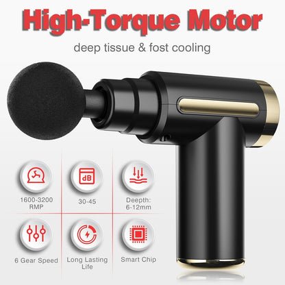 cotsoco Massage Gun Deep Tissue for Pain Relief with 4 Massage Heads & 6 Speeds, Electric Mini Handheld Body Massager for Any Pain Relief, Best Gifts for Men and Mom