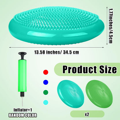 Silipull 2 Pcs Wiggle Seat Inflated Wobble Cushion Flexible Balance Disc with Air Pump for Core Stability Strengthening Improving Posture Physical Exercise