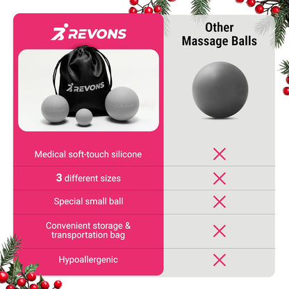 3 in 1 Massage Ball Set – 2.5", 1.9" & 1.2" Firm Silicone Balls for Myofascial Release, Trigger Point Therapy, Back & Foot Pain Relief, Face Fitness, Yoga, Deep Tissue Recovery (Turquoise)