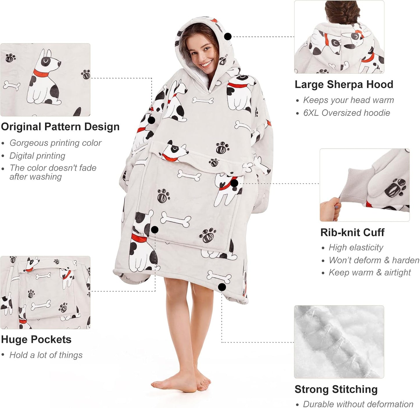Narecte Cozy Oversized Blanket Hoodie Wearable Blanket Adults Soft Hooded Blanket Hoodie Birthday Gifts for Women Christmas - Colors A