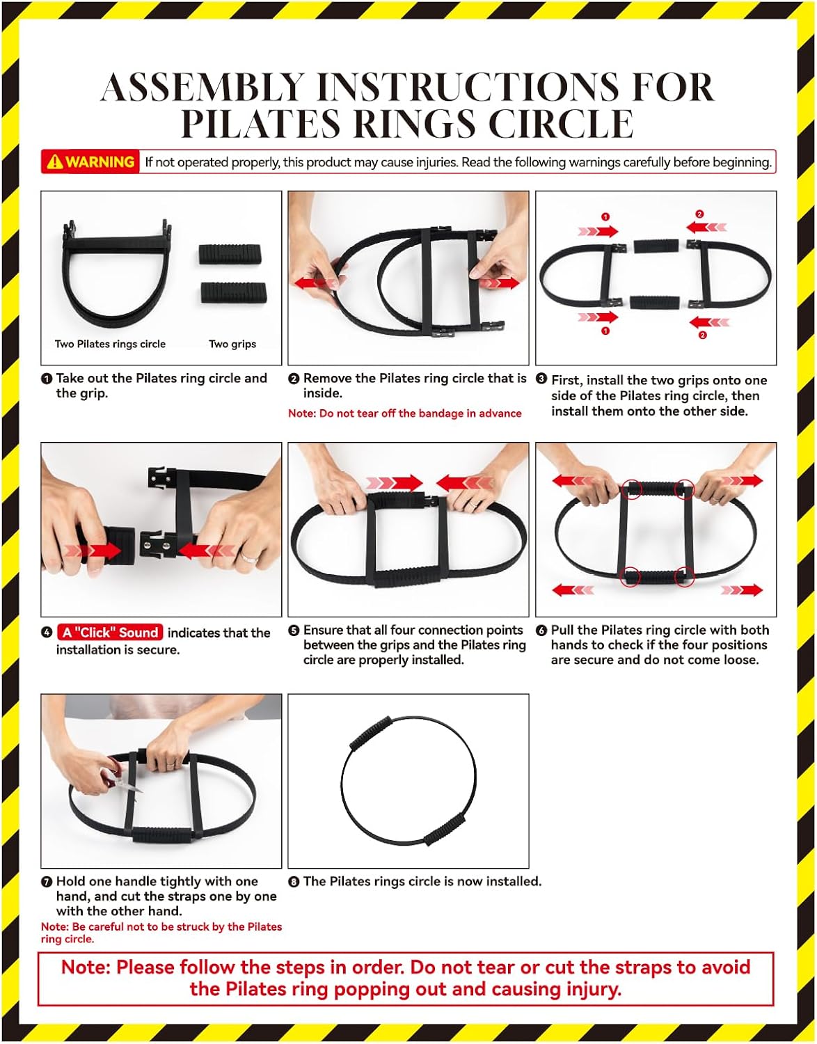 Pilates Kit, 13.5" Pilates Ring with Mini Ball & Resistance Bands