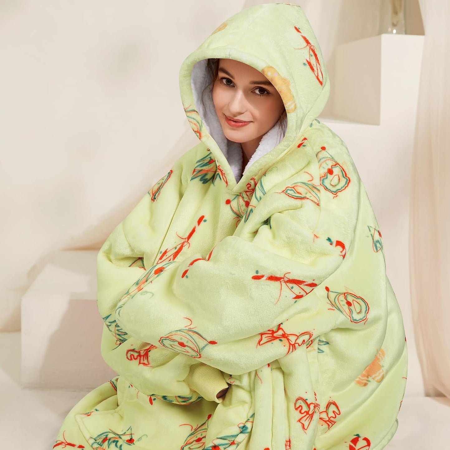 Narecte Cozy Oversized Blanket Hoodie Wearable Blanket Adults Soft Hooded Blanket Hoodie Birthday Gifts for Women Christmas - Colors B