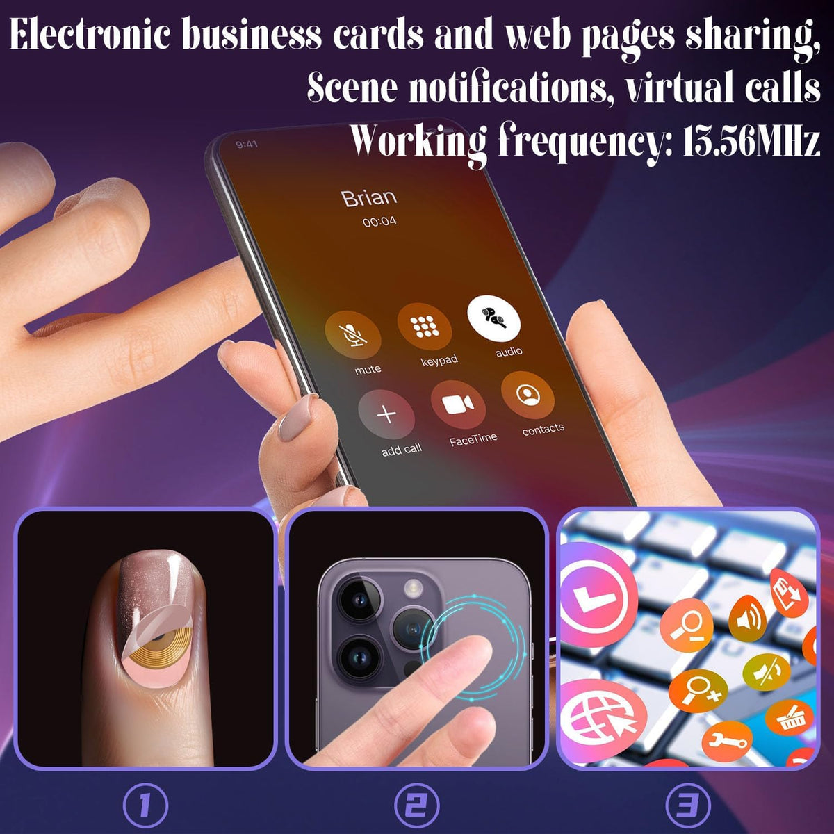 NFC Tags NTAG215 FPC Tag Stickers, Flexible Smart Nail Electronic Tags NFC Key Tag Waterproof Programmable RFID Sticker 10mm Round