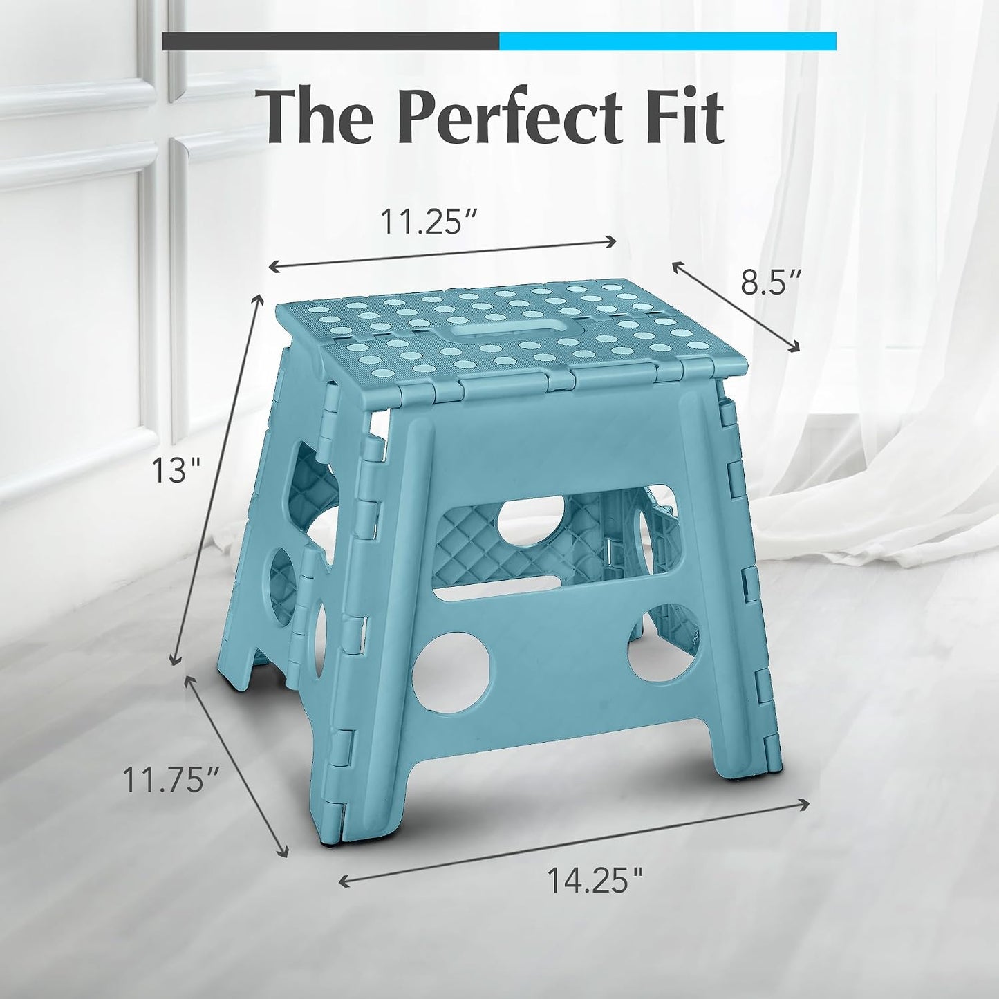 Handy Laundry Folding Step Stool - Sturdy Enough Collapsible Stool to Support Adults - Opens Easy with One Flip - Great for Kitchen, Bathroom or Bedroom (Black - 9 Inch)