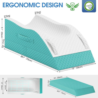 TranquilRelax Elevation Pillows for Leg After Surgery, Memory Foam Adjustable Wedge Pillow for Injury or Rest, Ankle Pillow for Sleeping Blood Circulation, Grey/Single Leg