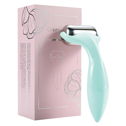 Greenstalk Ice Roller for Face & Eyes – Medical-Grade Stainless Steel Cooling Face Roller for Puffiness Relief, Dark Circles, Skincare Routine – Dual Cold & Warm Therapy, Ergonomic Design（1 unit）