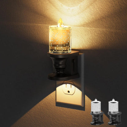 Briignite Flameless Candle Night Light, 2 Pack, Night Lights Plug into Wall, Candle Nightlight with Light Sensor, 0-100LM Dimmable LED Night Light Plug in, 1800K Amber Nightlight for Hallway Bathroom