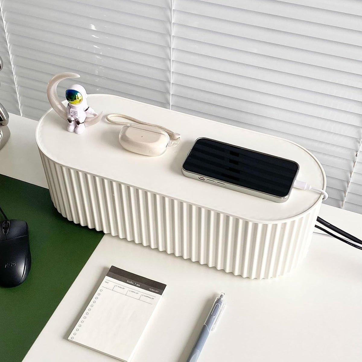 White Cable Box Organizer, Small, Plastic