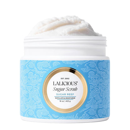 LALICIOUS Endless Summer Exfoliating & Moisturizing Body Scrub | Sugar & Coconut Oil | Pre-Shave Scrub for Ingrown Hairs & Razor Bumps | Gently Buffs & Smooths Sensitive Skin | No Parabens Large 16oz