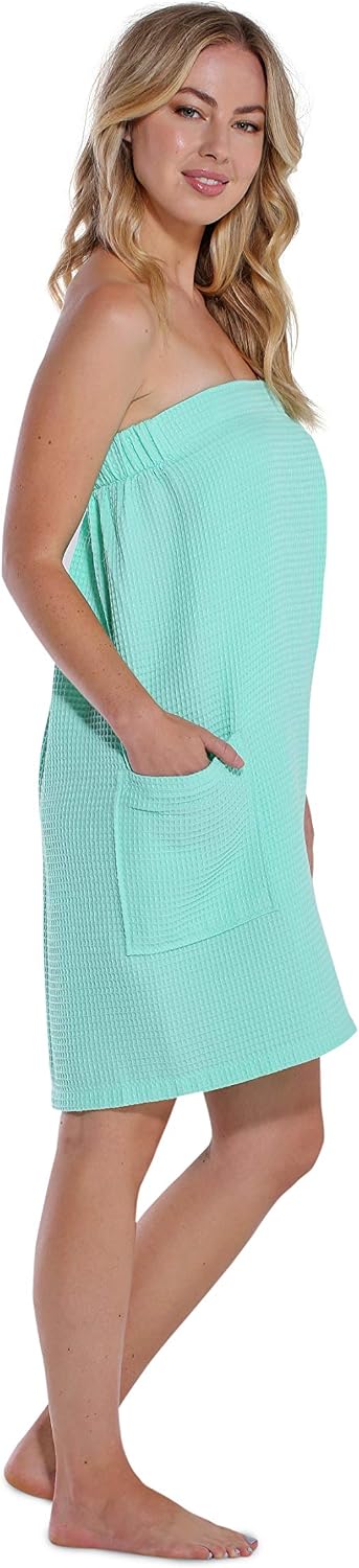 Turquaz Lightweight Knee Length Waffle Robes For Women Spa Bath Waffle