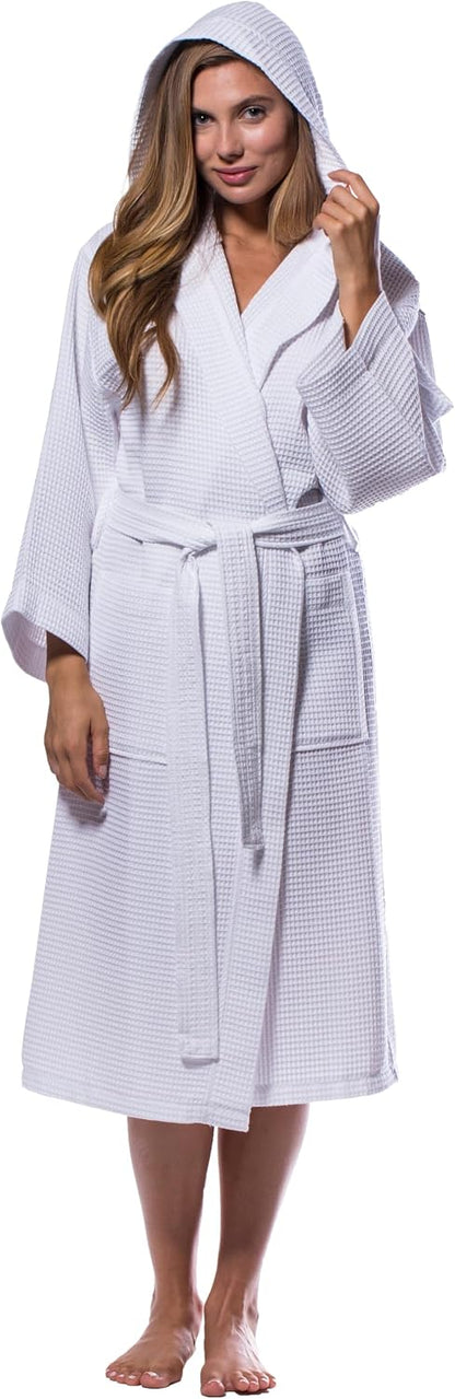 Turquaz Womens Lightweight Waffle Kimono Bathrobe for Men - Soft Quick-Dry Spa & Summer Towel Robe, Cotton Blend