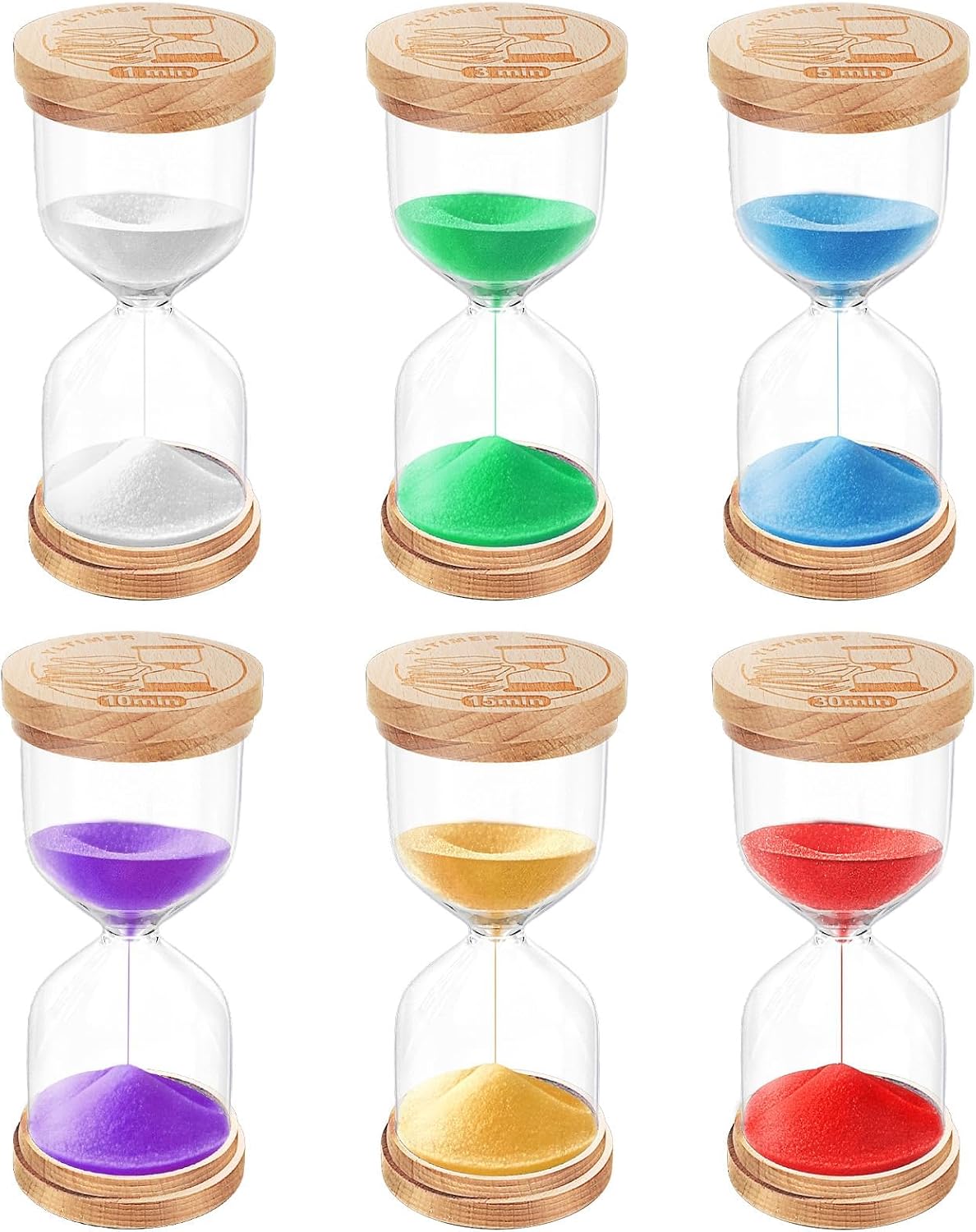 1 Minute Sand Timer, Wooden Sand Hourglass, Small Blue Hourglass, Sandglass Clock 1 Min for Classroom,Game,Decorative (Black)