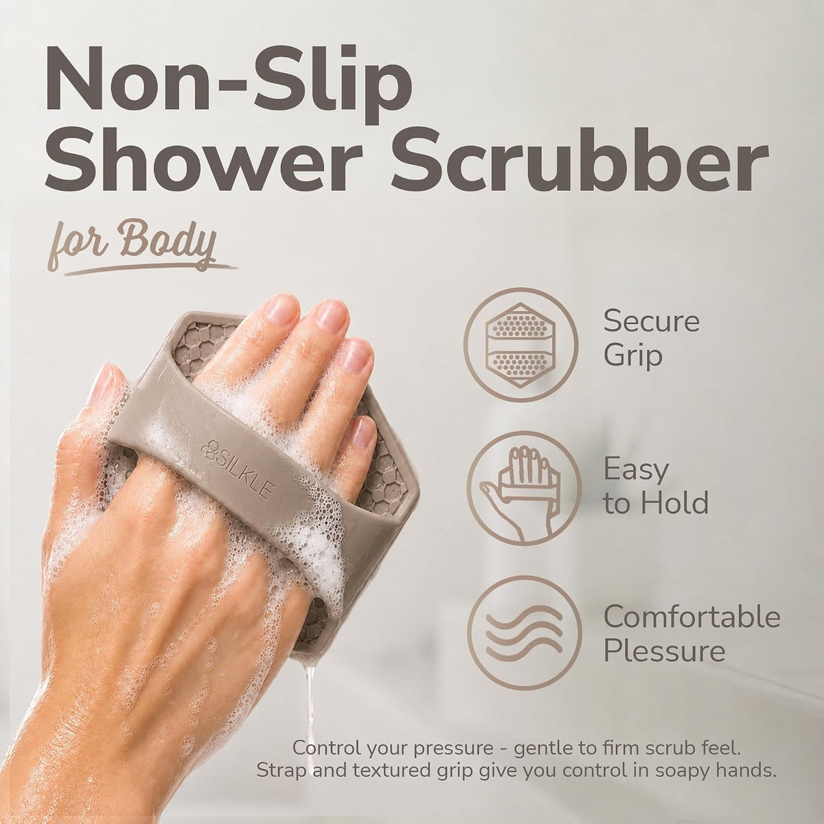 SILKLE Silicone Body Scrubber Exfoliator, Shower Scrubber & Silicone Loofah